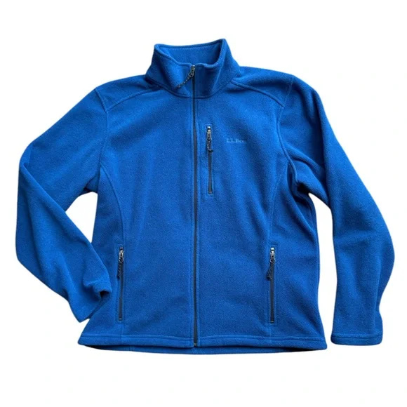 L.L. Bean men’s size large multi pocket front zip fleece sweatshirt. - Picture 1 of 9